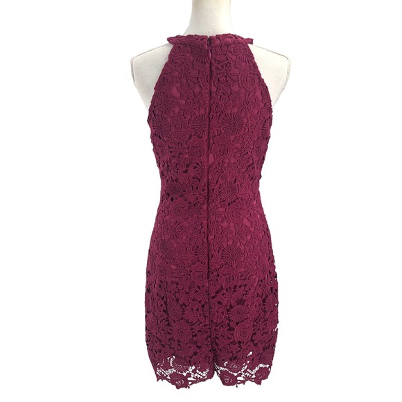Lulus NEW Womens Size Medium Sleeveless Lace Love Poem Magenta Mini Dress - Picture 4 of 11